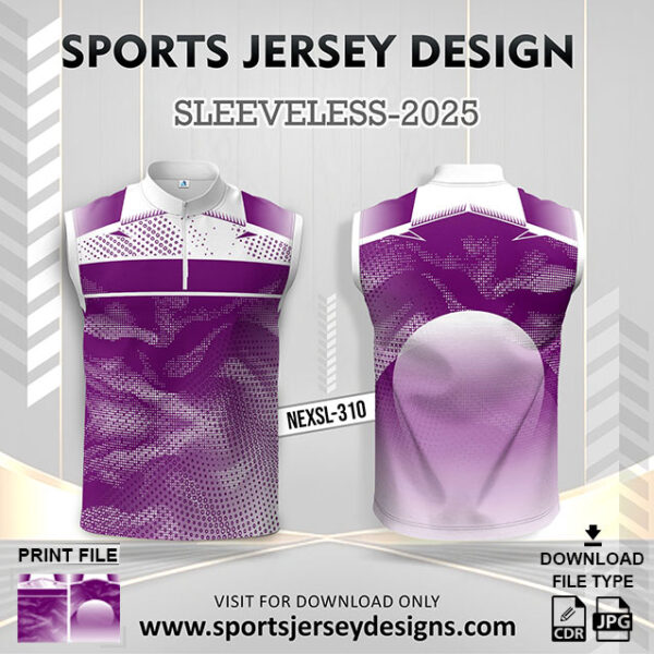 NEXSL-310 Purple Sleeveless Sublimation Jersey Design for Monsoon Cricket