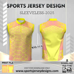 NEXSL-312 Bright Yellow And Peach Sleeveless Sublimation Jersey Design for Monsoon Cricket