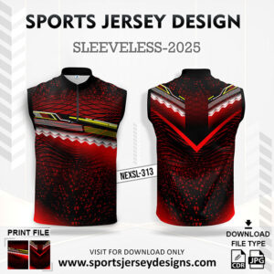 NEXSL-313 Red And Black Sleeveless Sublimation Jersey Design for Monsoon Cricket