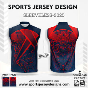 NEXSL-315 Red And Nevy Blue Sleeveless Sublimation Jersey Design for Monsoon Cricket