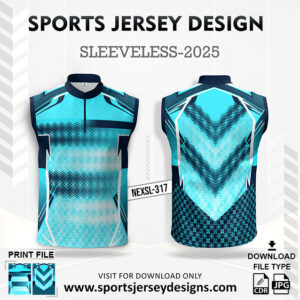 NEXSL-317 Sky Blue And Navy Blue Sleeveless Sublimation Jersey Design for Monsoon Cricket