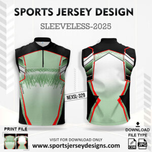 NEXSL-329 Green And Black Sleeveless Sublimation Jersey Design for Monsoon Cricket