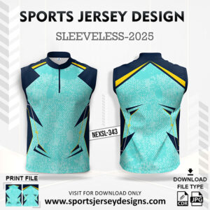 NEXSL-343 Firozi And Navy Blue Sleeveless Sublimation Jersey Design for Monsoon Cricket