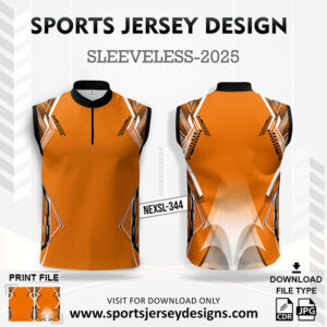 NEXSL-344 Orange Sleeveless Sublimation Jersey Design for Monsoon Cricket