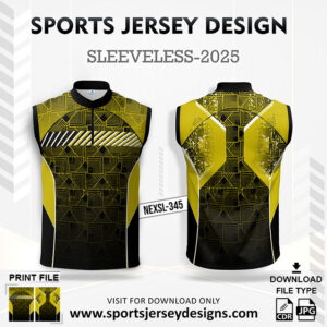 NEXSL-345 Dark Yellow And Black Sleeveless Sublimation Jersey Design for Monsoon Cricket