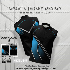 NEXSL-347 Blue And Black Sleeveless Sublimation Jersey Design for Monsoon Cricket