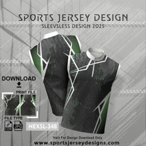 NEXSL-348 Grey And Green Sleeveless Sublimation Jersey Design for Monsoon Cricket
