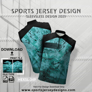 NEXSL-349 Sea green And Black Sleeveless Sublimation Jersey Design for Monsoon Cricket