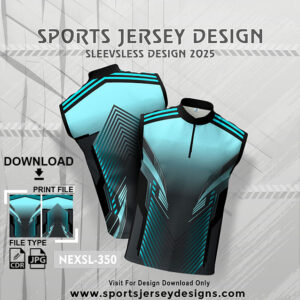 NEXSL-350 Liaght Blue And Grey Sleeveless Sublimation Jersey Design for Monsoon Cricket