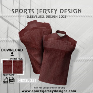 NEXSL-351 Maroon Sleeveless Sublimation Jersey Design for Monsoon Cricket
