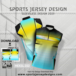 NEXSL-353 Lemon Yellow And Blue Sleeveless Sublimation Jersey Design for Monsoon Cricket