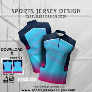 NEXSL-355 Blue And Navy Blue Sleeveless Sublimation Jersey Design for Monsoon Cricket