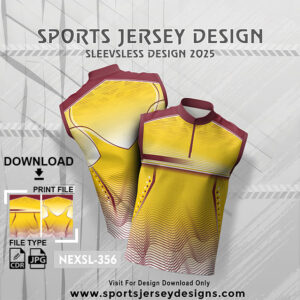NEXSL-356 Gold Yellow And Maroon Sleeveless Sublimation Jersey Design for Monsoon Cricket