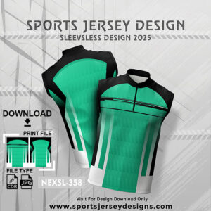 NEXSL-358 Green And Black Sleeveless Sublimation Jersey Design for Monsoon Cricket