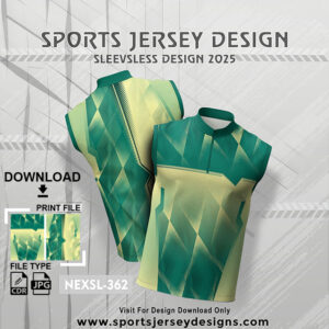 NEXSL-362 Green Sleeveless Sublimation Jersey Design for Monsoon Cricket
