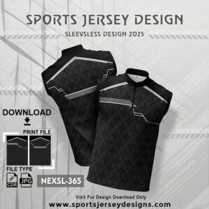 NEXSL-365 Black And Grey Sleeveless Sublimation Jersey Design for Monsoon Cricket