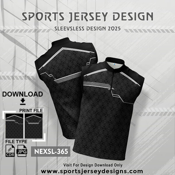 NEXSL-365 Black And Grey Sleeveless Sublimation Jersey Design for Monsoon Cricket