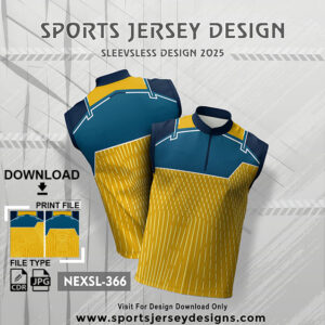 NEXSL-366 Gold Yellow And Airforce Sleeveless Sublimation Jersey Design for Monsoon Cricket