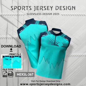 NEXSL-367 Firozi And Navy Blue Sleeveless Sublimation Jersey Design for Monsoon Cricket