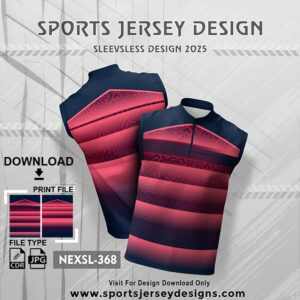 NEXSL-368 Light Pink And Navy Blue Sleeveless Sublimation Jersey Design for Monsoon Cricket