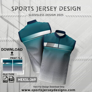NEXSL-369 Airforce And Grey Sleeveless Sublimation Jersey Design for Monsoon Cricket