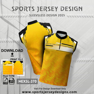 NEXSL-370 Orange And Black Sleeveless Sublimation Jersey Design for Monsoon Cricket