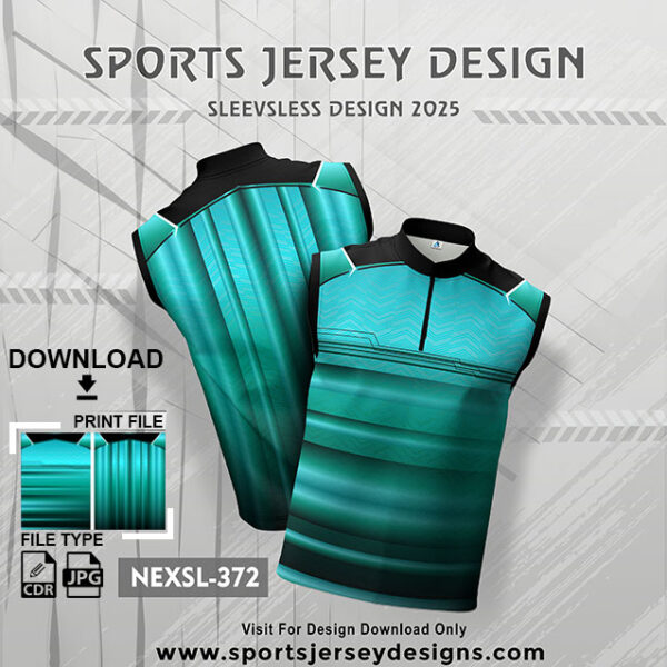 NEXSL-372 Firozi And Black Sleeveless Sublimation Jersey Design for Monsoon Cricket