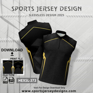 NEXSL-373 Black And Gold Yellow Sleeveless Sublimation Jersey Design for Monsoon Cricket
