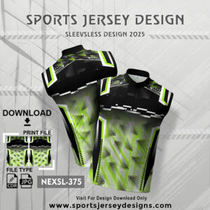 NEXSL-375 Green And Black Sleeveless Sublimation Jersey Design for Monsoon Cricket
