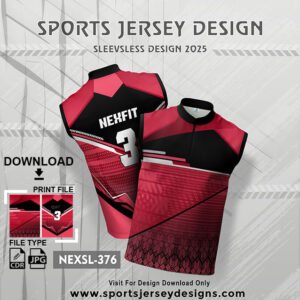 NEXSL-376 Dark Maroon And Black Sleeveless Sublimation Jersey Design for Monsoon Cricket