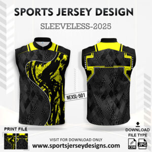 NEXSL 501 Yellow And Black Sleeveless Sublimation Jersey Design for Monsoon Cricket