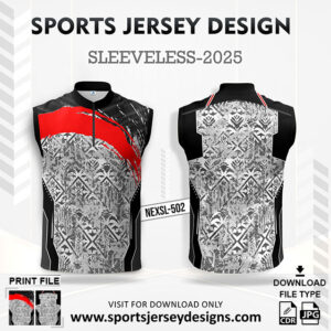 NEXSL 502 Red And White And Black Sleeveless Sublimation Jersey Design for Monsoon Cricket
