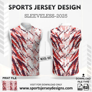 NEXSL 503 Red And White Sleeveless Sublimation Jersey Design for Monsoon Cricket