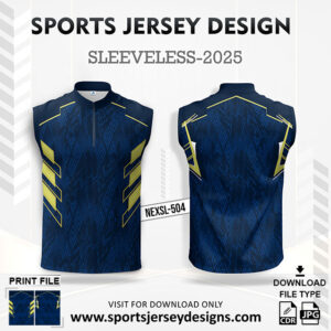 NEXSL 504 Navy Blue And Light Yellow Sleeveless Sublimation Jersey Design for Monsoon Cricket