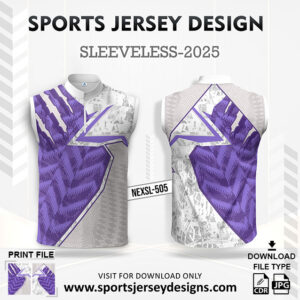 NEXSL 505 Purple And White Sleeveless Sublimation Jersey Design for Monsoon Cricket