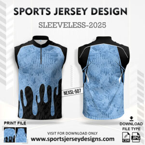 NEXSL 507 Sky Blue And Black Sleeveless Sublimation Jersey Design for Monsoon Cricket