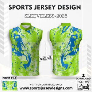 NEXSL 508 Pista Green And Blue Sleeveless Sublimation Jersey Design for Monsoon Cricket