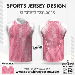 NEXSL 509 Baby Pink And White Sleeveless Sublimation Jersey Design for Monsoon Cricket