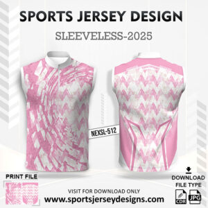 NEXSL 512 Baby Pink And White Sleeveless Sublimation Jersey Design for Monsoon Cricket
