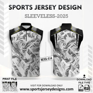 NEXSL 514 White And Black Sleeveless Sublimation Jersey Design for Monsoon Cricket