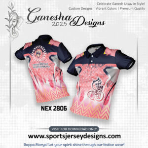 NEXG 2806 Ganesha Festival Design for Sublimation Print: Peach And Navy Blue