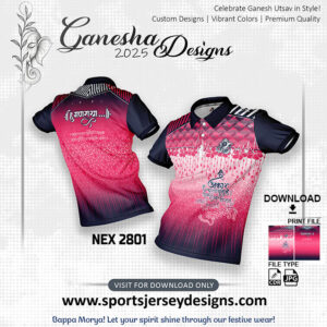 NEX 2801 Ganesha Festival Design for Sublimation Print: Pink And Navy Blue