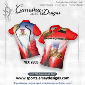 NEX 2805 Ganesha Festival Design for Sublimation Print: Red And Gold