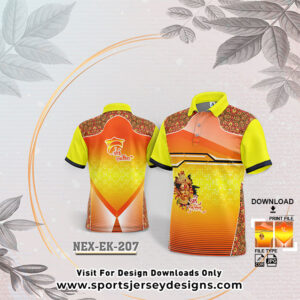 NEX-EK-207  WITH GOLD YELLOW AND TEXTURES GRADIENT EKVIRA AAI PALKHI SUBLIMATION JERSEY DESIGN