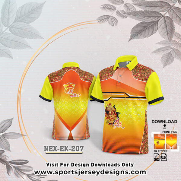 NEX-EK-207  WITH GOLD YELLOW AND TEXTURES GRADIENT EKVIRA AAI PALKHI SUBLIMATION JERSEY DESIGN