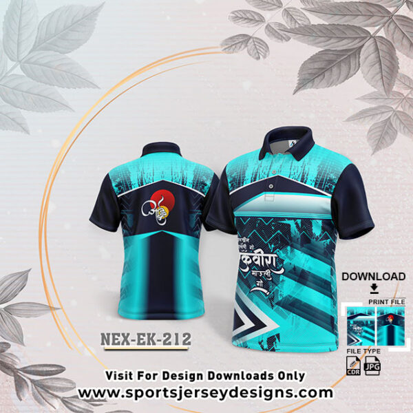 NEX-EK-212 WITH FIROZI AND NAVY BLUE GRADIENT EKVIRA AAI PALKHI SUBLIMATION JERSEY DESIGN