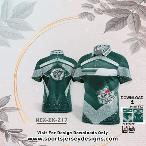 NEX-EK-217 WITH GREEN AND GREY GRADIENT EKVIRA AAI PALKHI SUBLIMATION JERSEY DESIGN