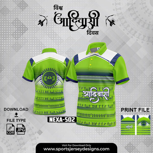 NEXA-502  ADIVASI FESTIVAL DESIGN FOR SUBLIMATION PRINT : PISTA GREEN AND WHITE COLOR