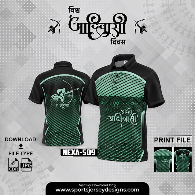 NEXA-509 ADIVASI FESTIVAL DESIGN FOR SUBLIMATION PRINT : GREEN AND BLACK COLOR