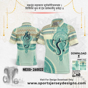 NEXG- 260022 Ganesha Festival Design for Sublimation Print: Cream And Off White
